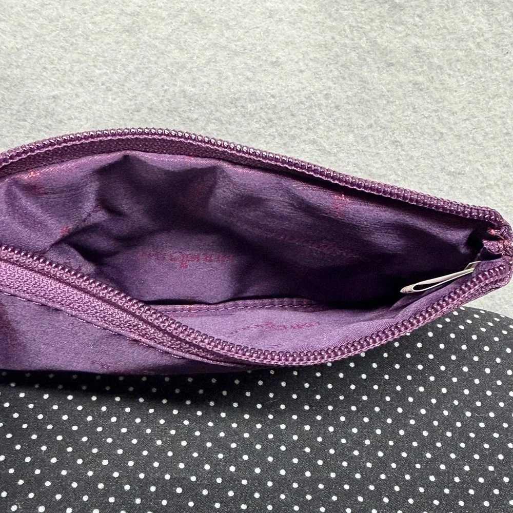 Vintage Moushka Purple Satin Cosmetic Makeup Zip Pouch Bag Travel Case
